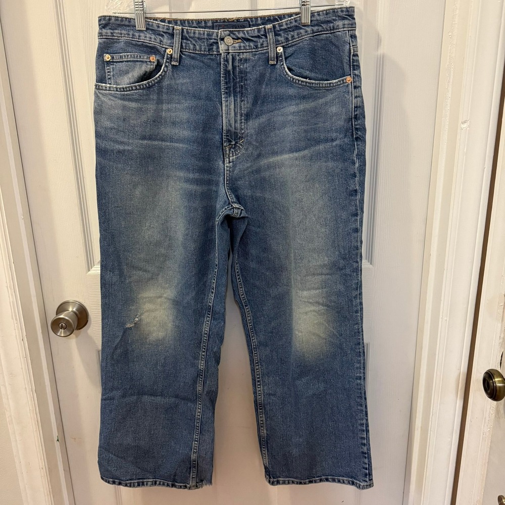 Lucky Brand Co Jeans Womens 14/32 Dark‎ Wash Distressed Denim Wide Leg Casual